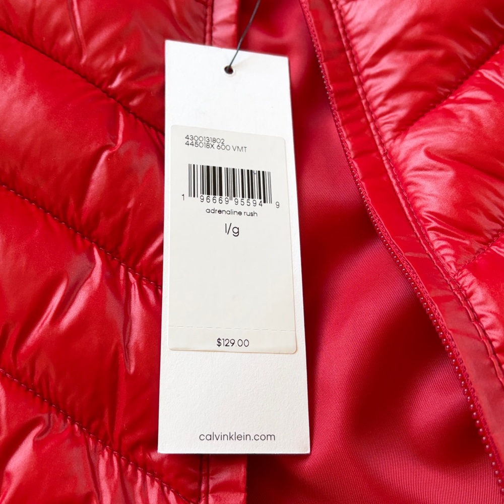 Calvin Klein Shiny Red Quilted Puffer Vest - Picture 2 of 2
